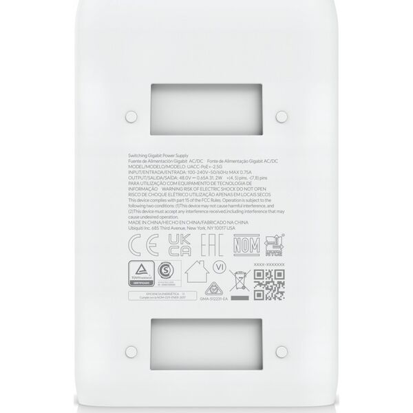 Προσαρμογέας Ubiquiti 2.5G PoE+ (30W) Ένας προσαρμογέας που μπορεί να τροφοδοτήσει συσκευές UniFi PoE+, να μειώσει την εξάρτηση από την ισχύ του διακόπτη PoE και να παρέχει σύνδεση LAN πολλαπλών gigabit
