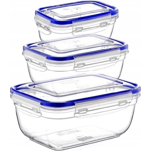 Komplet pojemników transparentnych PROSTOKĄT 400,800,1400 ml
