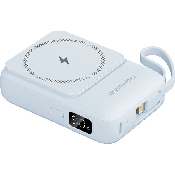 ML POWERBANK indukcyjny Kruger&Matz 10000 mAh Mag Safe z kablem niebieski