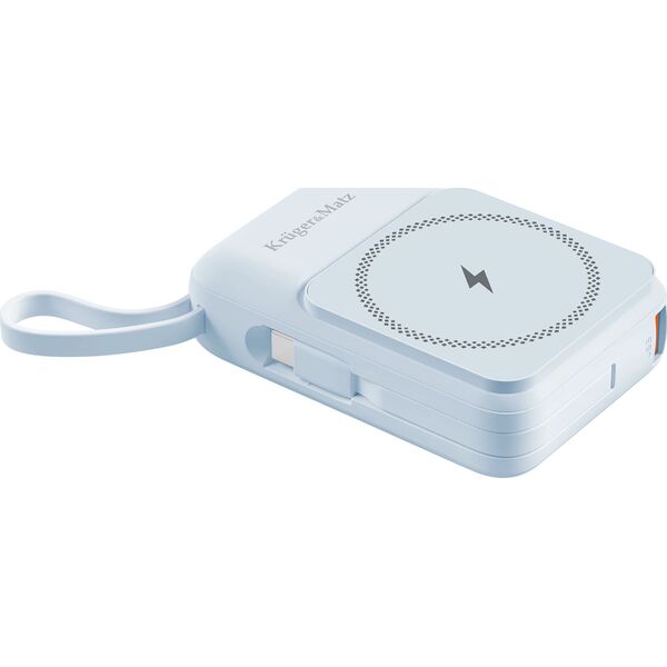 ML POWERBANK indukcyjny Kruger&Matz 10000 mAh Mag Safe z kablem niebieski