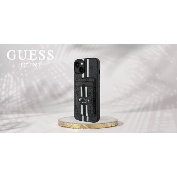 Etui Guess 4G Stripes z portfelem         Magsafe do iPhone 15 czarny