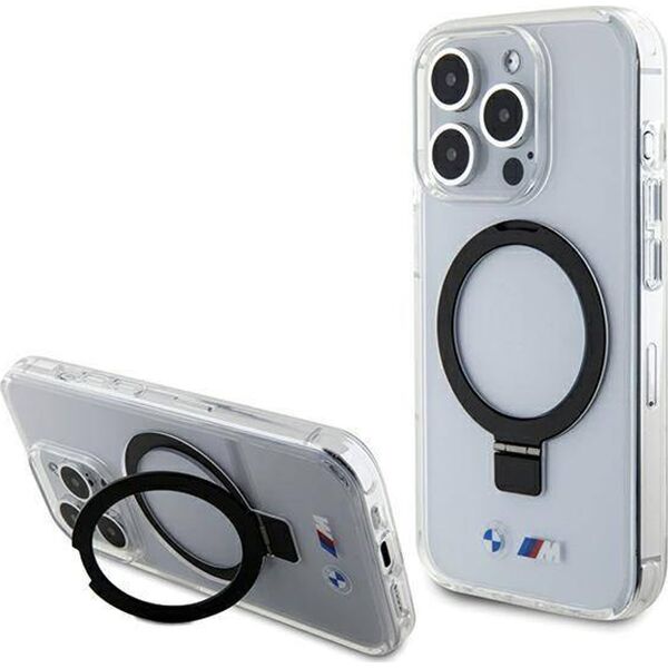 BMW BMHMP15LURST iPhone 15 Pro 6.1" przeźroczysty/clear hardcase Ring Stand M Collection MagSafe