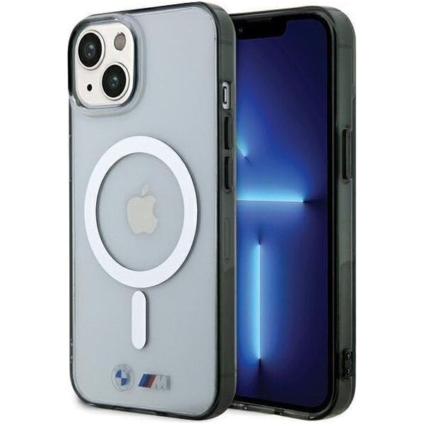 BMW BMHMP15SHCRS iPhone 15 / 14 / 13 6.1" przezroczysty/transparent hardcase Silver Ring MagSafe