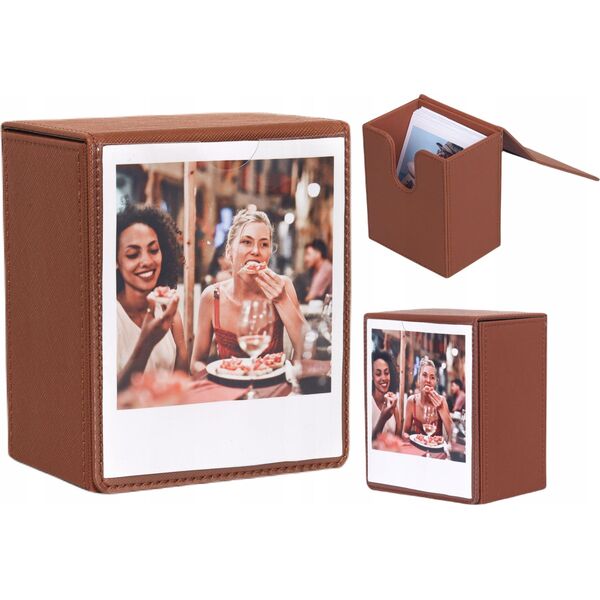 Θήκη Κουτί Box για 100 Φωτογραφίες για Fuji Instax Wide 400 Sq Polaroid 600 Now / Καφέ / Παράθυρο