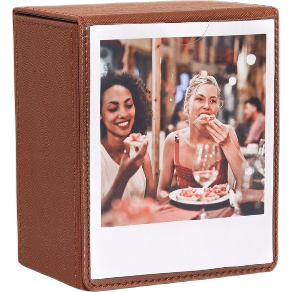 Θήκη Κουτί Box για 100 Φωτογραφίες για Fuji Instax Wide 400 Sq Polaroid 600 Now / Καφέ / Παράθυρο