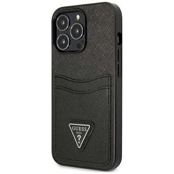 Guess Guess GUHCP13XPSATPK iPhone 13 Pro Max 6,7"czarny/black hardcase SaffianoTriangle Logo Cardslot