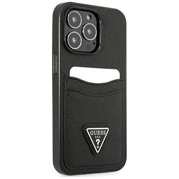 Guess Guess GUHCP13XPSATPK iPhone 13 Pro Max 6,7"czarny/black hardcase SaffianoTriangle Logo Cardslot
