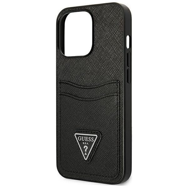 Guess Guess GUHCP13XPSATPK iPhone 13 Pro Max 6,7"czarny/black hardcase SaffianoTriangle Logo Cardslot