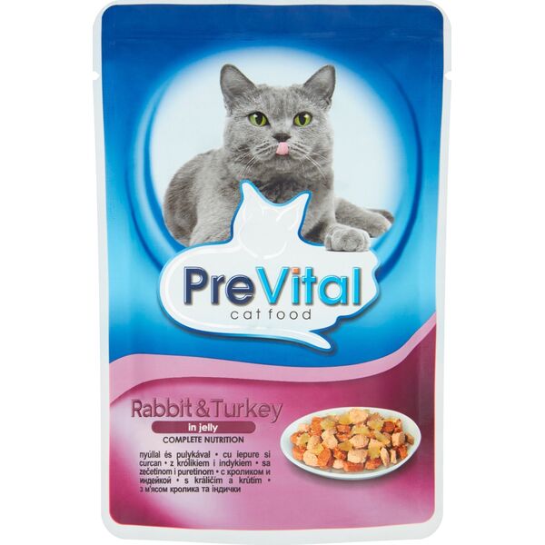 PREVITAL γαλοπούλα και κουνέλι σε ζελέ για γάτες 100g