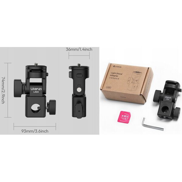 Adapter Uchwyt do Statyw Studyjny 12mm 16mm na Aparat Kamera Lampa 1/4" ISO / LA04