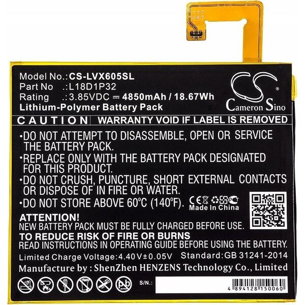 Akumulator Bateria typ L18D1P32 do Lenovo Smart Tab M10 TB-X605F X605 X605C / CS-LVX605SL