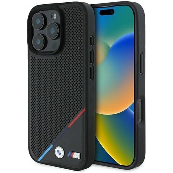 BMW BMW BMHMP16L23PUPDK iPhone 16 Pro 6.3" czarny/black hardcase M Perforated Tricolor Line MagSafe