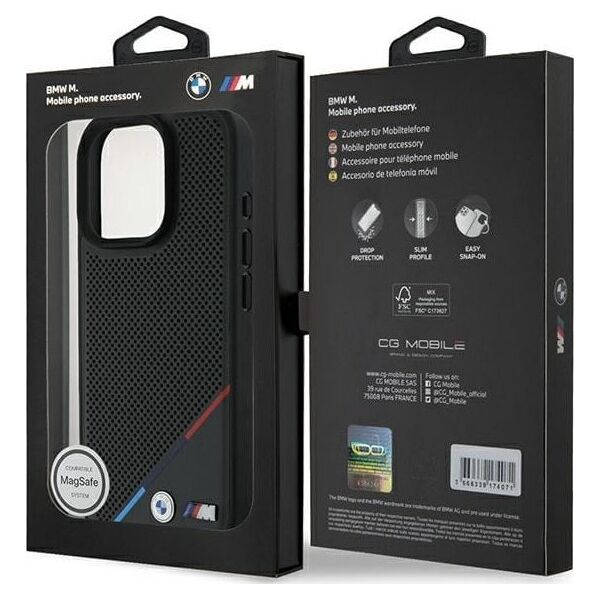 BMW BMW BMHMP16L23PUPDK iPhone 16 Pro 6.3" czarny/black hardcase M Perforated Tricolor Line MagSafe