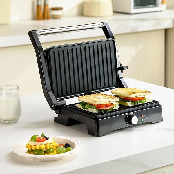 Ηλεκτρική σχάρα LTC τοστιέρα 1500W άνοιγμα 180* INOX