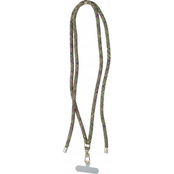 OEM Zawieszka SWING (8mm) do telefonu z regulacją długości / długość sznura 165cm (max 82,5cm w pętli) / na ramię lub szyję - szaro zielono różowy