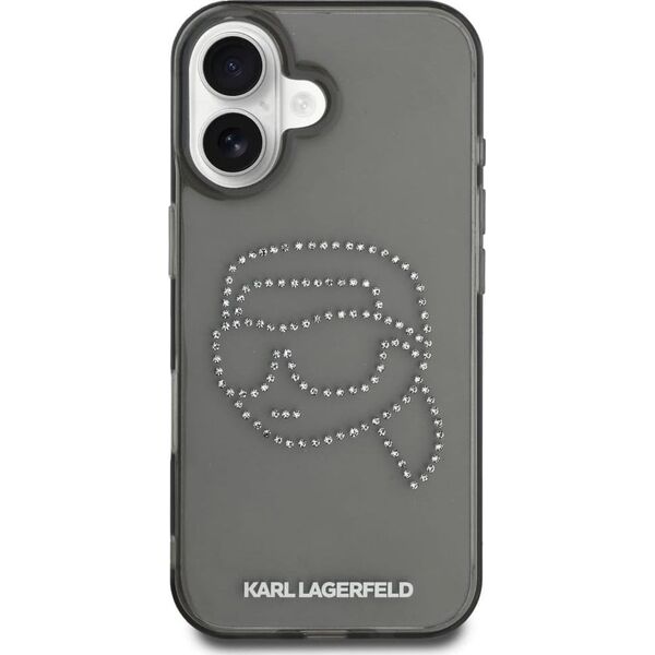 Etui Karl Lagerfeld IML Rhinestones Karl  Head do iPhone 16 czarny