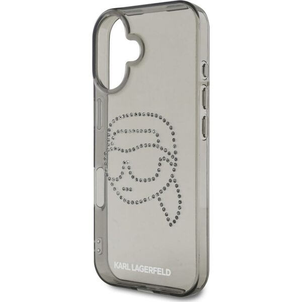 Etui Karl Lagerfeld IML Rhinestones Karl  Head do iPhone 16 czarny