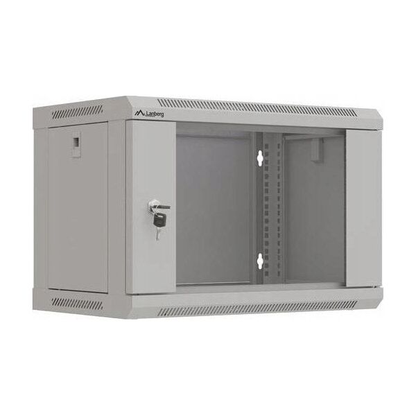 Επιτοίχια εγκατάσταση rack 19" 6U 540x350 γκρι με γυάλινη πόρτα Lanberg (Flat Pack)