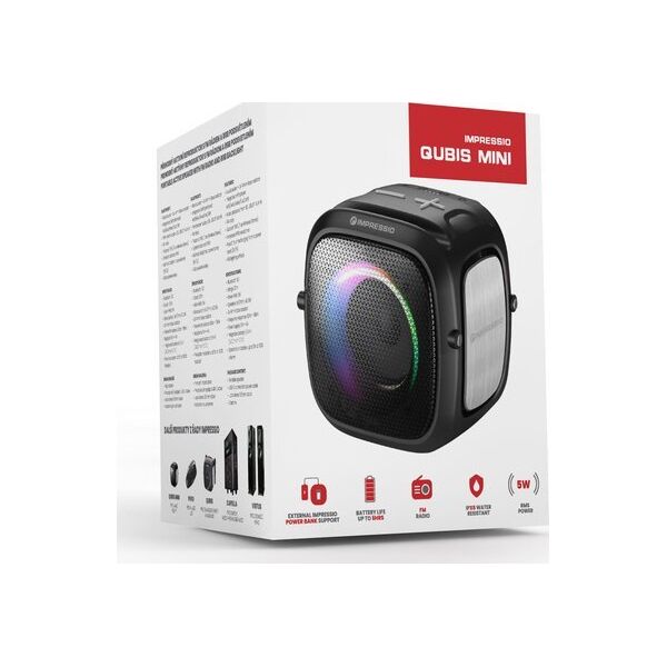 C-TECH αναπαραγωγή Impressio Qubis Mini, Party, 5W, μαύρο