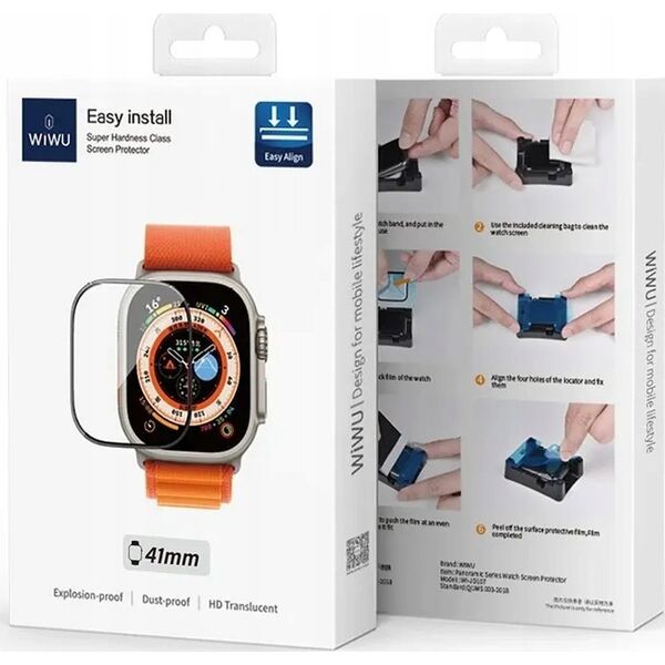Wiwu - Tempered Glass with Easy Install Applicator for Apple Watch 49mm