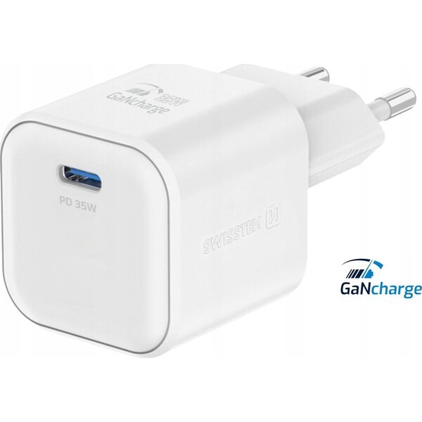 Φορτιστής Ταξιδιού Swissten GaN USB-C 35W PD + Καλώδιο Δεδομένων USB-C - USB-C 1.2m