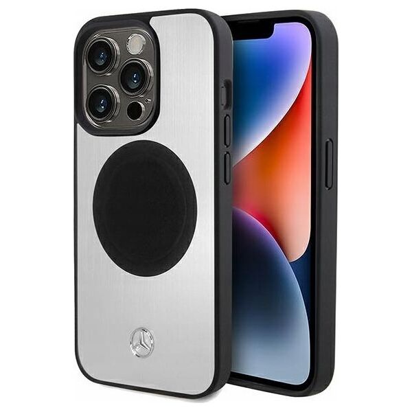 Mercedes MEHMP15X23ACMS iPhone 15 Pro Max 6.7" ασημί/ασημένιο σκληρή θήκη Δέρμα&Αλουμίνιο MagSafe