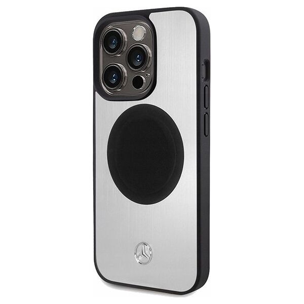 Mercedes MEHMP15X23ACMS iPhone 15 Pro Max 6.7" ασημί/ασημένιο σκληρή θήκη Δέρμα&Αλουμίνιο MagSafe