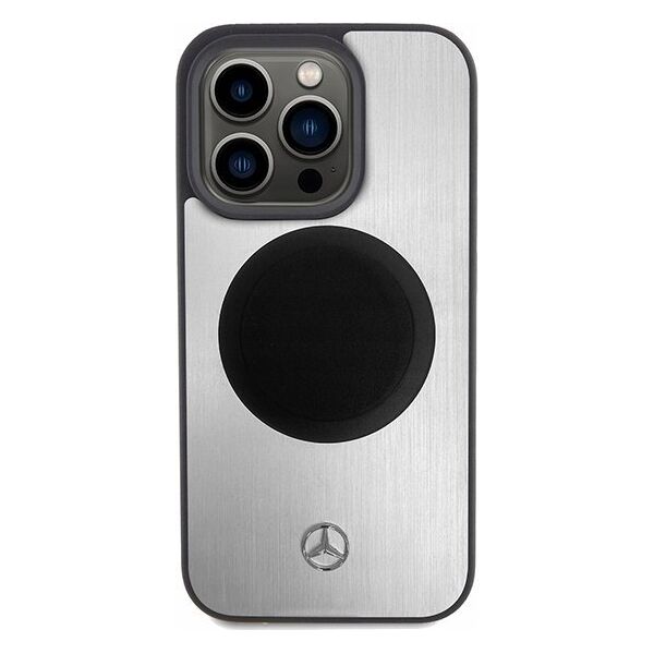 Mercedes MEHMP15X23ACMS iPhone 15 Pro Max 6.7" ασημί/ασημένιο σκληρή θήκη Δέρμα&Αλουμίνιο MagSafe