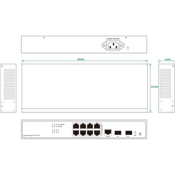 Διαχειριζόμενος Διακόπτης Layer 2+, 8 x