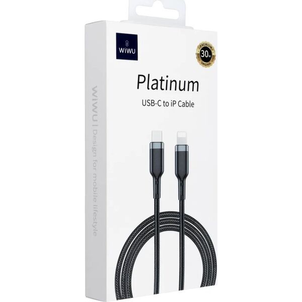 WiWU - Καλώδιο USB σειράς Platinum Wi-C013 USB C σε Lightning 30W 1,2m - μαύρο
