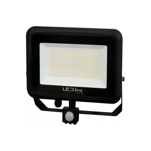 Εξωτερικός φωτισμός με αισθητήρα κίνησης LED 100W ουδέτερο λευκό 230Vac, 10000lm, IP65, μαύρο, PHOTON, LED LINE