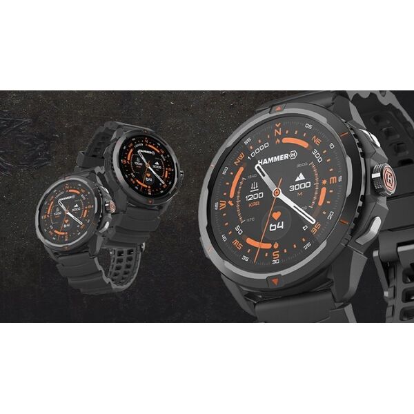 Hammer Watch 2 | Έξυπνο ρολόι | GPS (δορυφόρος) | AMOLED | 1.5" | Αδιάβροχο | Μαύρο