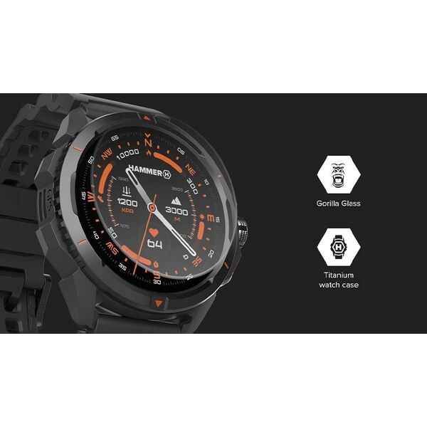 Hammer Watch 2 | Έξυπνο ρολόι | GPS (δορυφόρος) | AMOLED | 1.5" | Αδιάβροχο | Μαύρο