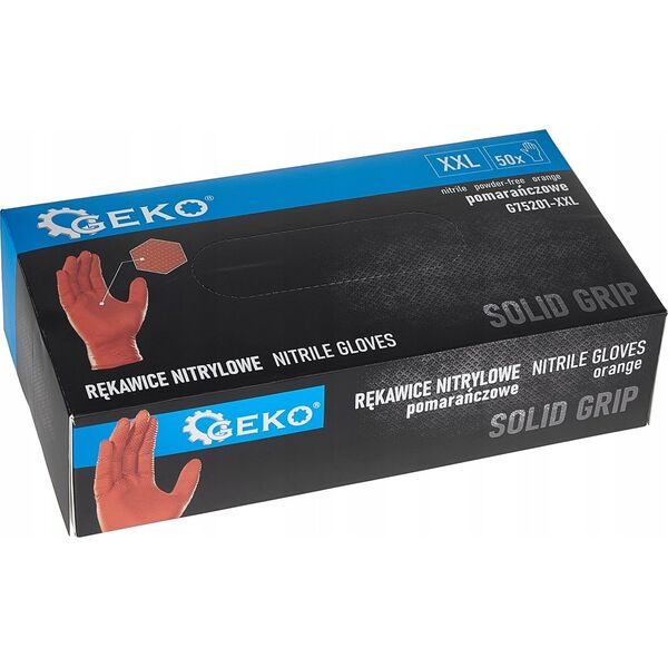 Νιτριλοειδή γάντια SOLID GRIP 50τμχ. μ. XXL πορτοκαλί (10)