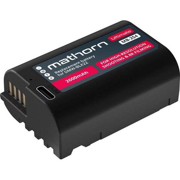 Μπαταρία Mathorn MB-254 Ultimate 2600mAh USB-C αντικατάσταση DMW-BLK22 (Νέο!)