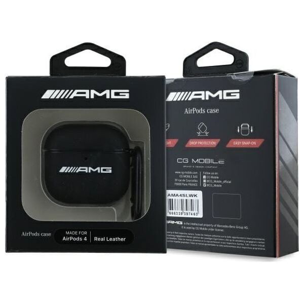 AMG AMA4SLWK AirPods 4 cover             czarny/black Leather White Logo
