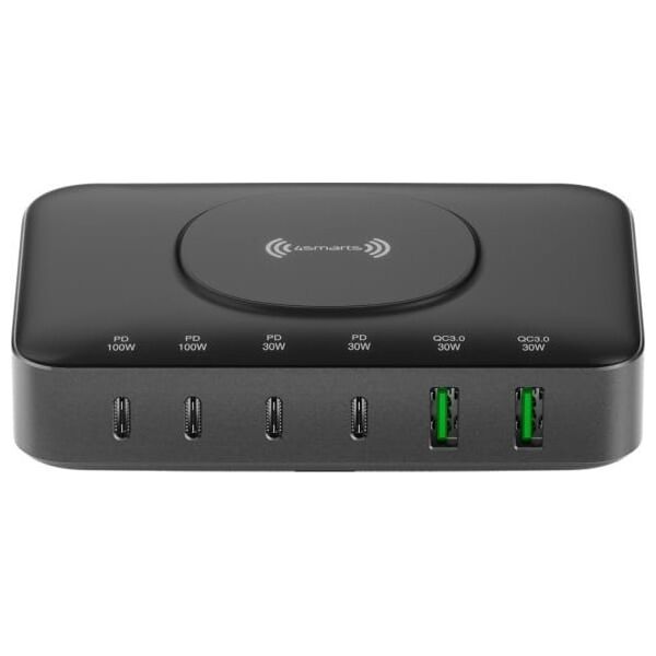 4smarts Stacja ładująca 7w1 100W         z ładowaniem bezprzewodowym czarno-szary/black-grey 540571