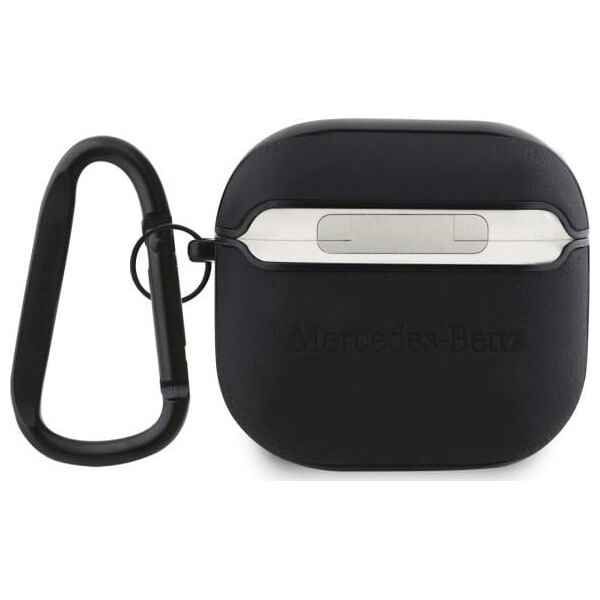 Mercedes MEA4CSLBK AirPods 4 cover       czarny/black Leather Metal Logo