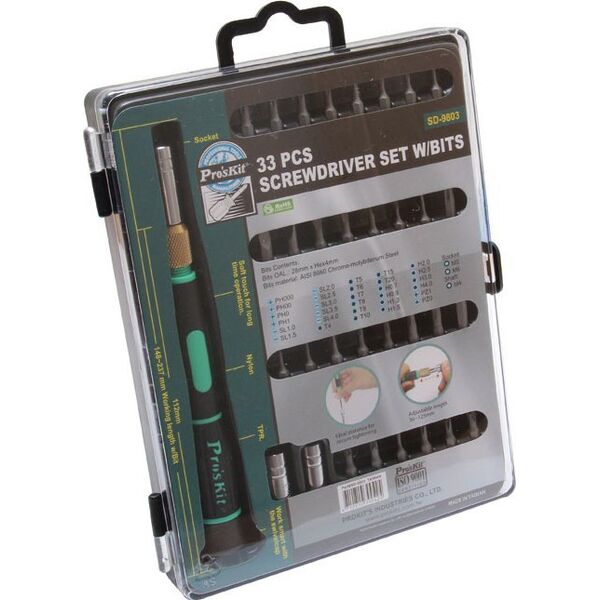 Κατσαβίδι με εναλλάξιμες μύτες (32 τεμ), Pro'sKit