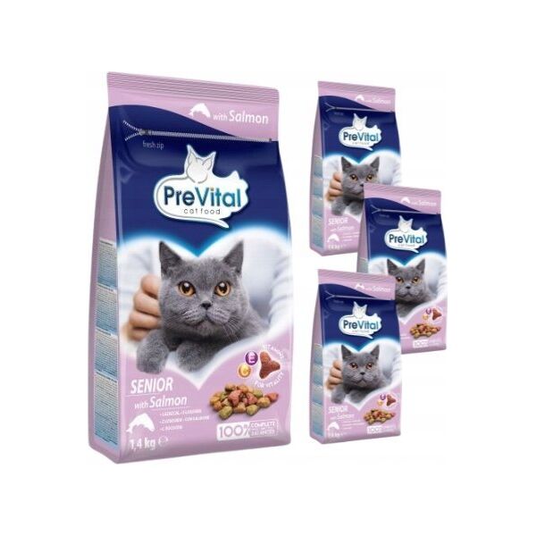 PREVITAL łosoś senior karma sucha dla kotów 1,4kg