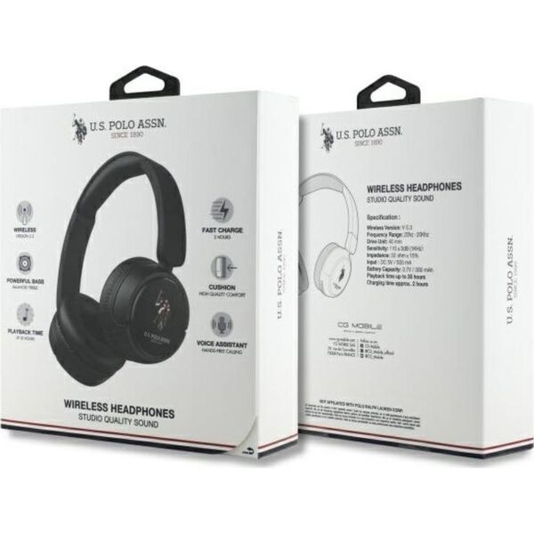 US Polo ακουστικά Bluetooth USHPV6PUNK μαύρο/black DH Color Logo