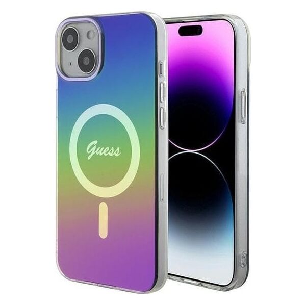Guess GUHMP15MHITSK iPhone 15 Plus/ 14 Plus 6.7" σκληρή θήκη ουράνιο τόξο IML Ιριδίζον MagSa