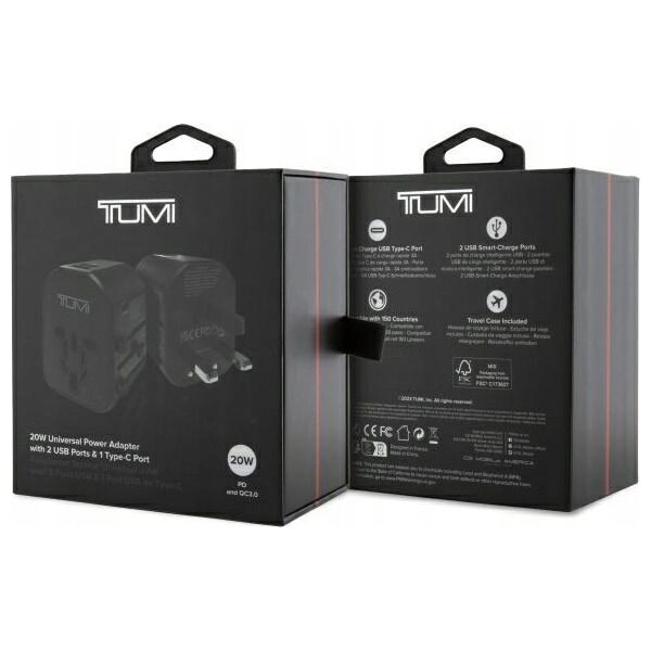 Προσαρμογέας ταξιδιού TUMI TUTA20WMSLK 20W USB-C / 2xUSB-A μαύρο