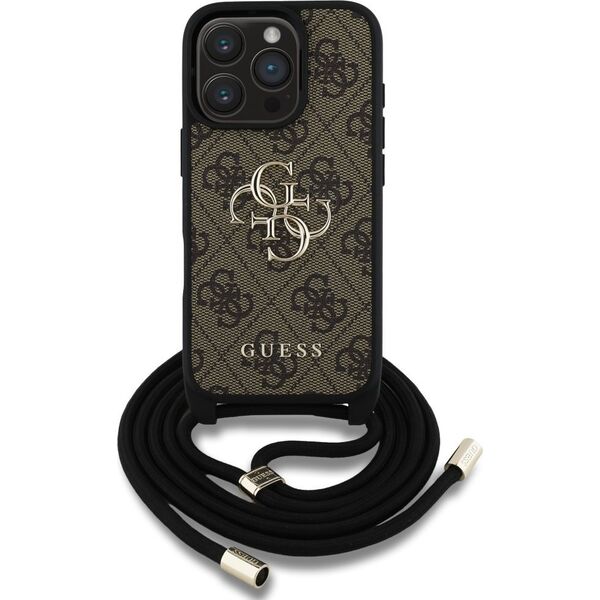 Θήκη Guess 4G Big Logo Cord Stap Crossbody για iPhone 16 Pro καφέ