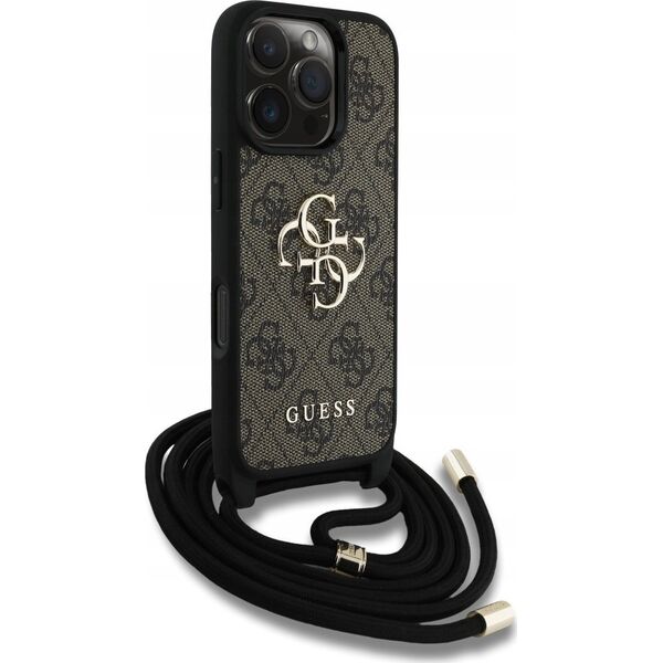 Θήκη Guess 4G Big Logo Cord Stap Crossbody για iPhone 16 Pro καφέ