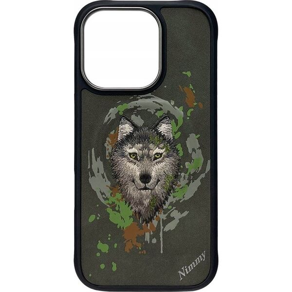 Θήκη MagSafe Nimmy Wolf για iPhone 16 Pro σκούρο γκρι