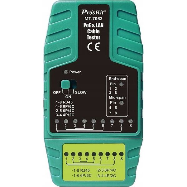 PoE και LAN καλωδίων δικτύου tester, RJ11/RJ12/RJ45, Pros'sKIt