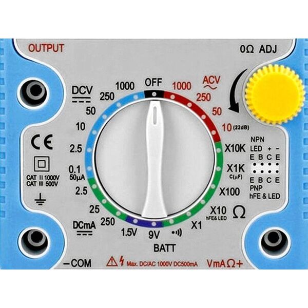 Αναλογικό πολύμετρο 0.1-1000V AC/DC, 0.05-250mA DC, με μέτρηση αντίστασης και χωρητικότητας, τρανζίστορ, διόδων, δοκιμή κυκλώματος, Pro'sKit