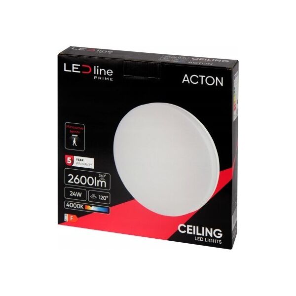 LED φωτιστικό, επιφανειακό, ACTON 24W 2600lm 4000K IP54 στρογγυλό με αισθητήρα κίνησης