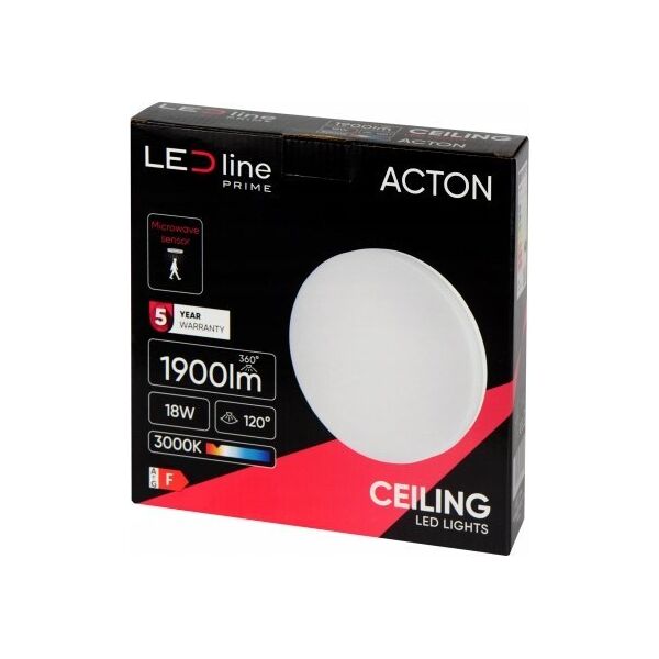 Φωτιστικό LED, επιφανειακό, ACTON 18W 1900lm 3000K IP54 στρογγυλό με αισθητήρα κίνησης